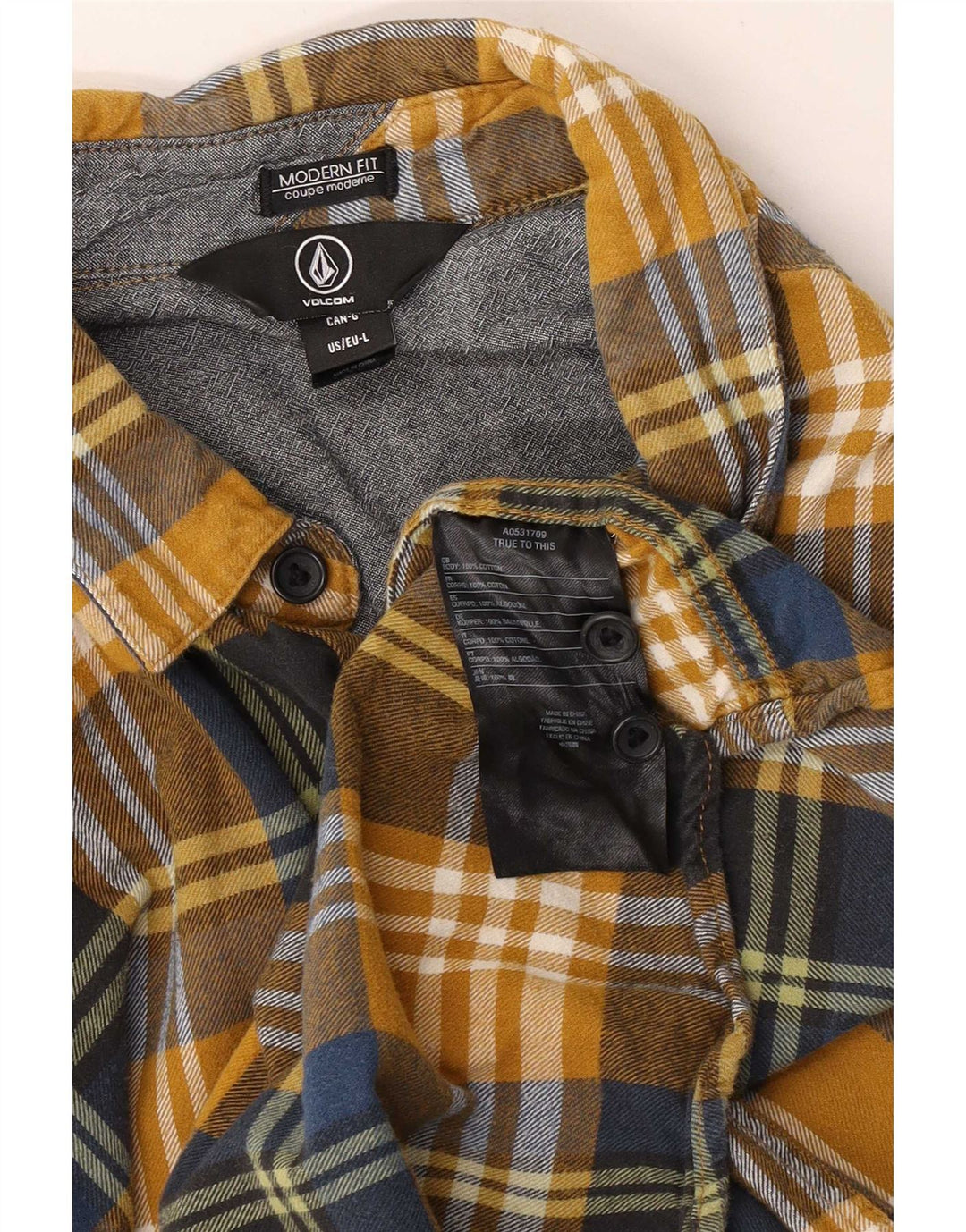Camisa masculina de flanela de ajuste moderno da Volcom, grande algodão xadrez multicolorido