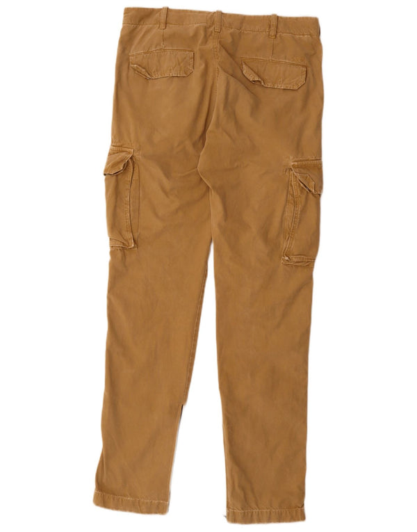 calças magros da carga dos homens 40Weft IT 46 algodão bege W32 L33 pequeno