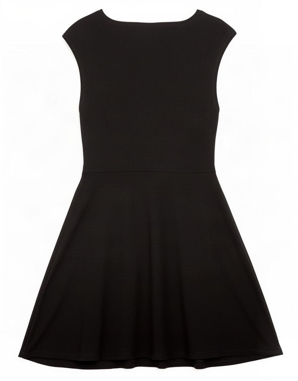 Topshop vestido feminino sem mangas evasê UK 12 algodão preto médio