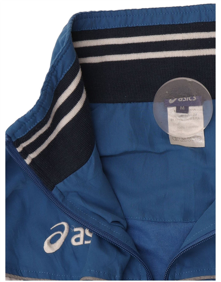 Asics Mens Graphic Tracksuit Top Jaqueta Médio Azul Colourblock Poliéster