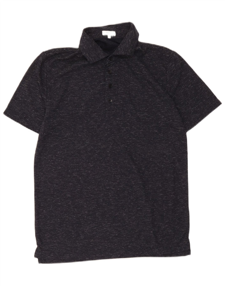 Camisa polo masculina Reiss poliéster manchado azul marinho médio