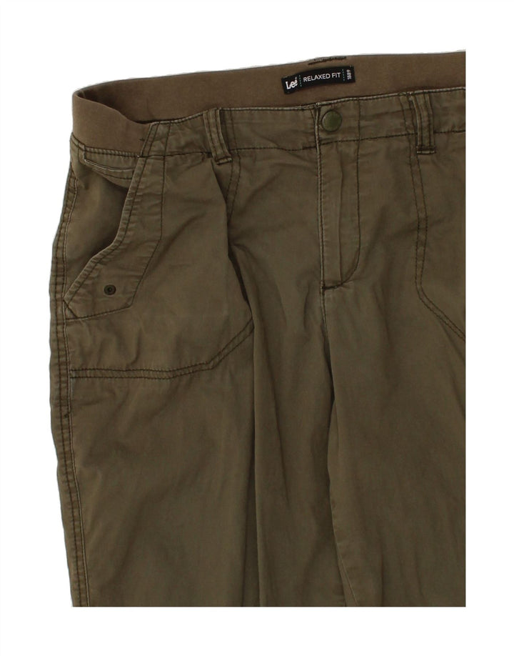 LEE Womens Relaxed Fit Straight Capri Trousers US 12 Large W34 L21 Khaki Vintage Lee and Second-Hand Lee from Messina Hembry 