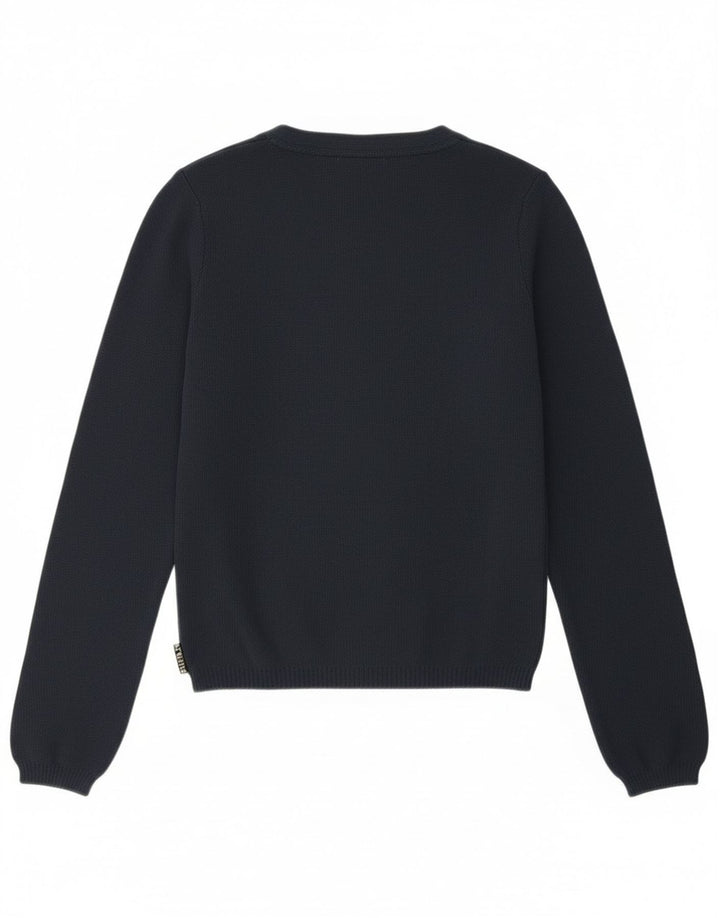 Suéter feminino Playlife com corte cardigan Reino Unido 12 médio azul marinho poliamida