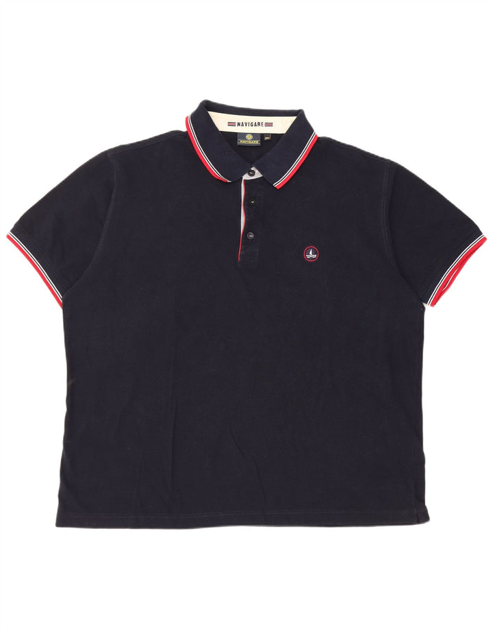 Polo masculino NAVIGARE 3XL algodão azul marinho