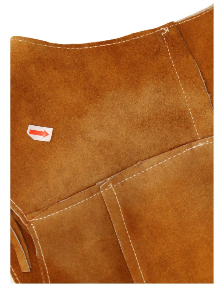 Colete feminino de camurça VINTAGE UK 10 pequeno marrom