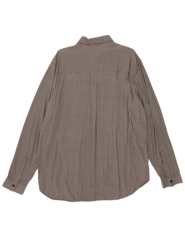 Camisa masculina vintage grande viscose cinza Houndstooth