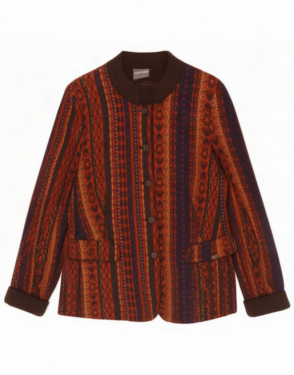 Geiger Jaqueta blazer feminina de 5 botões Reino Unido 14 médio multicolorido geométrico