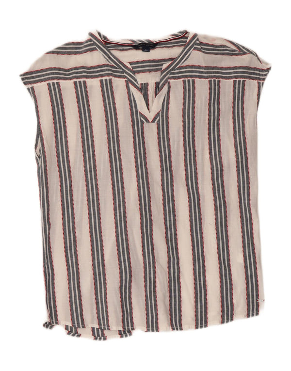 Blusa feminina sem mangas Tommy Hilfiger Top UK 14 listrado branco médio