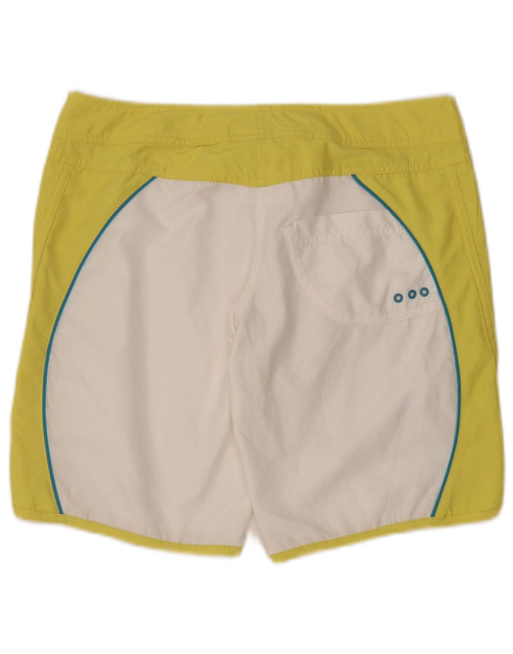 Shorts de natação feminino Adidas UK 12 médio branco colorblock poliéster