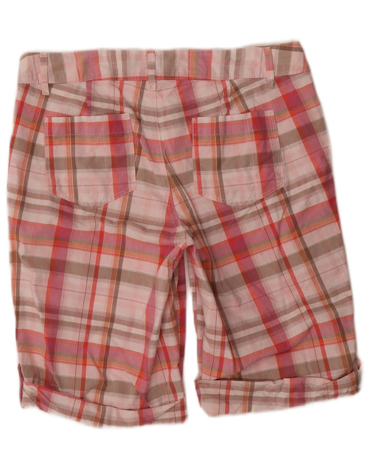EDDIE BAUER Shorts Chino feminino EUA 6 médio W32 algodão xadrez rosa