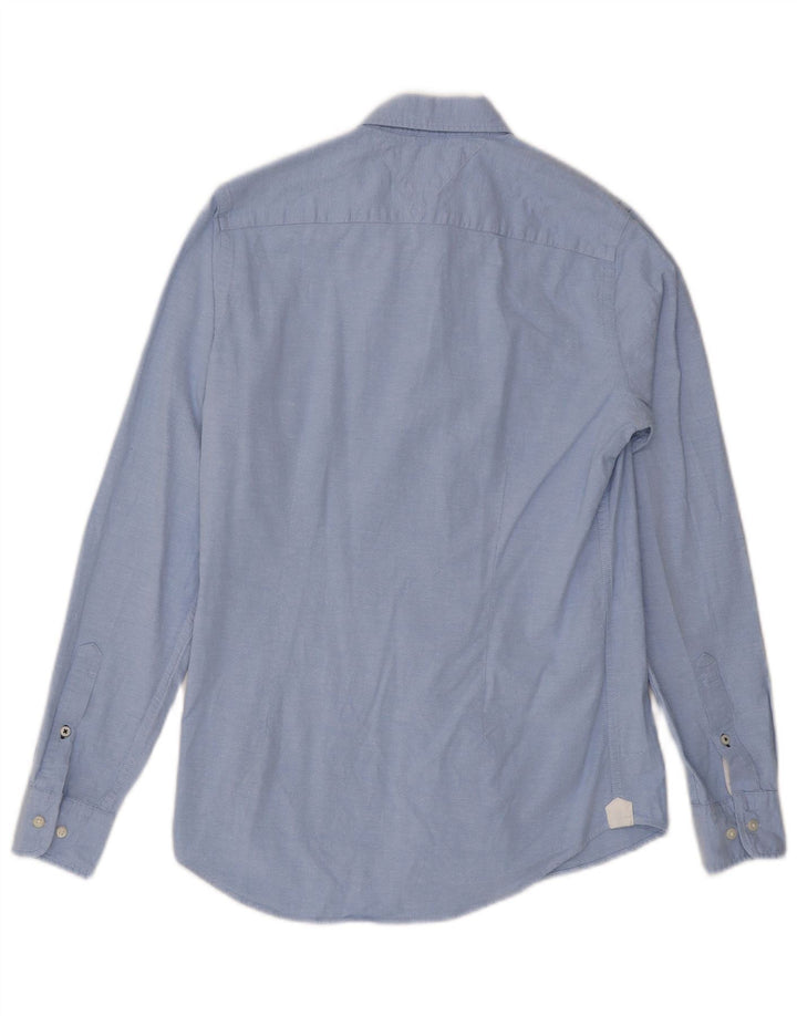 Camisa masculina Tommy Hilfiger Slim Fit pequena azul algodão