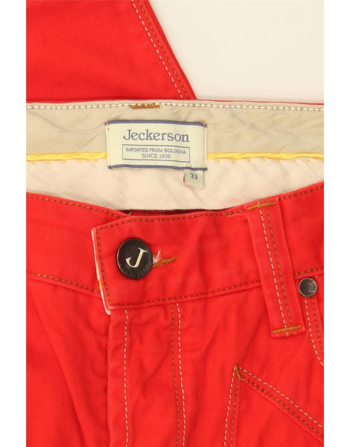 Jeans retos masculinos Jeckerson W33 L30 algodão vermelho