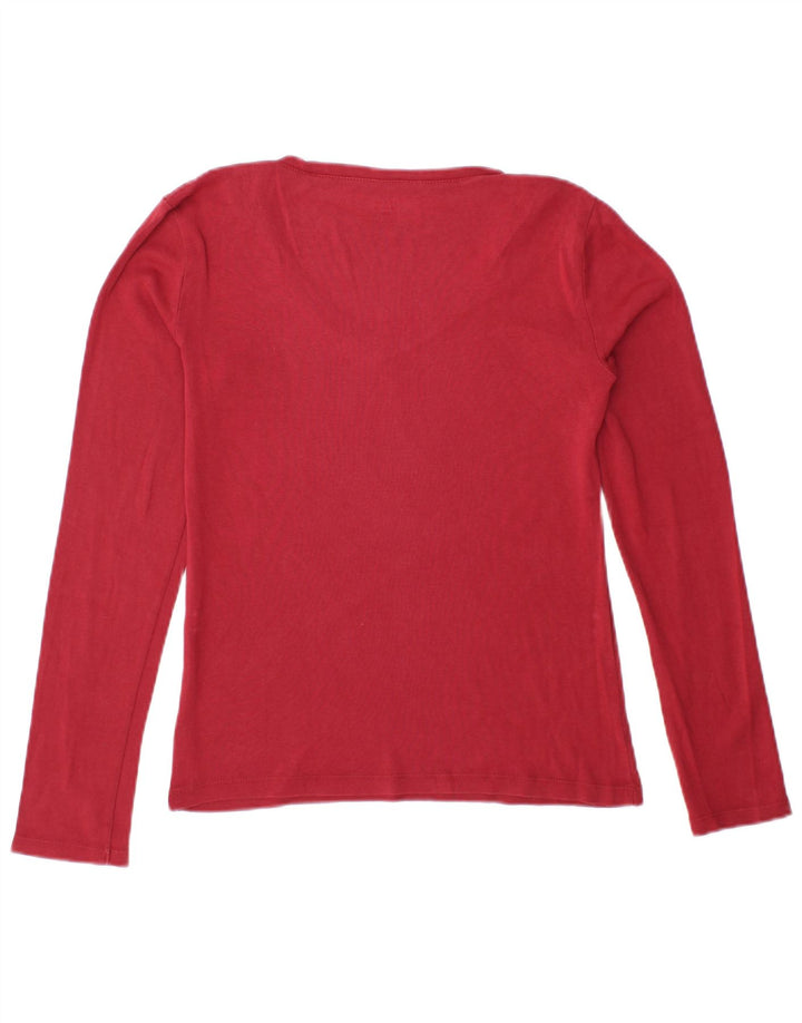 Top feminino TOMMY HILFIGER manga comprida UK 10 pequeno vermelho