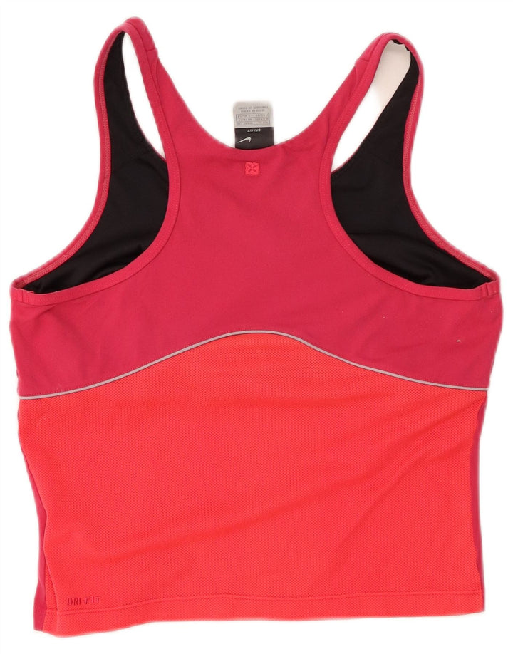 NIKE Feminino Dri Fit Crop Vest Top UK 16/18 XL Rosa Colourblock