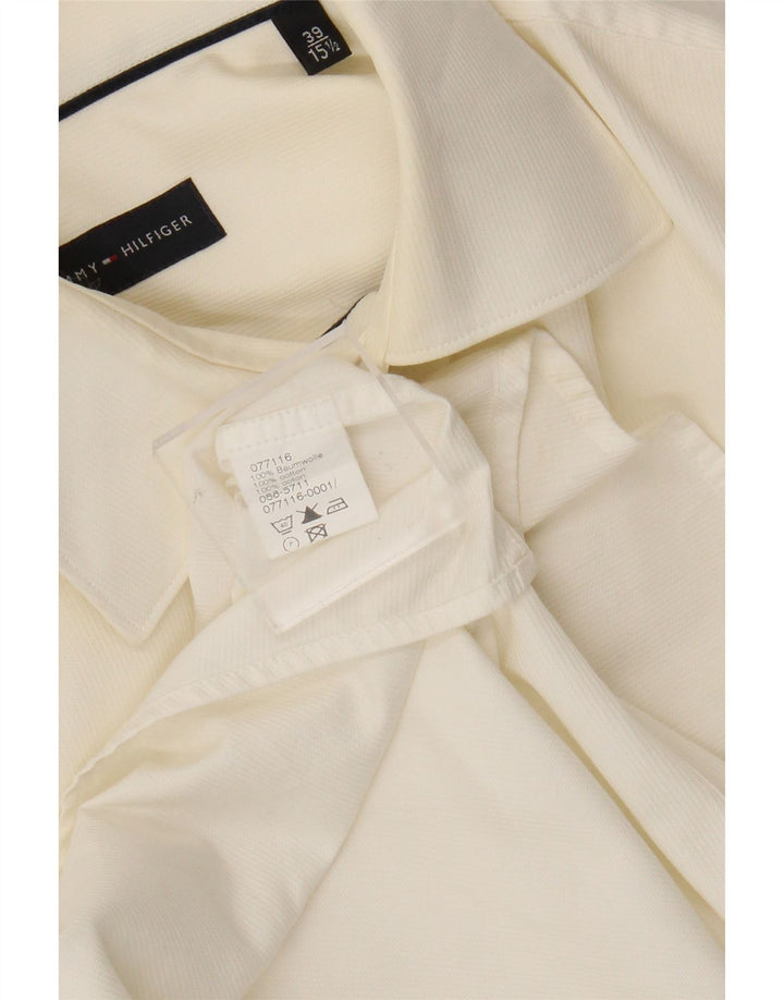 Camisa masculina Tommy Hilfiger tamanho 39 15 1/2 médio off white algodão