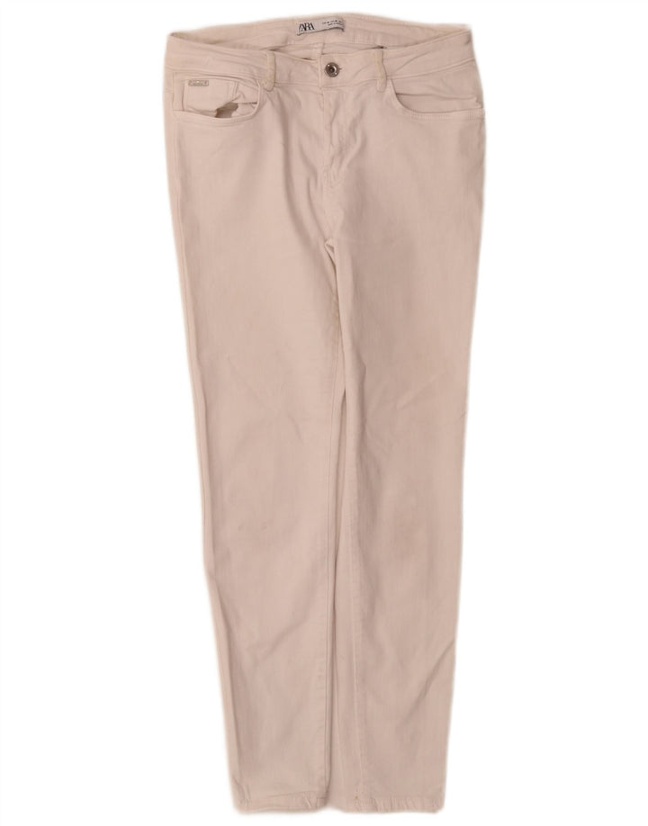 Zara Jeans Slim Feminino EU 40 Médio W30 L28 Algodão Branco