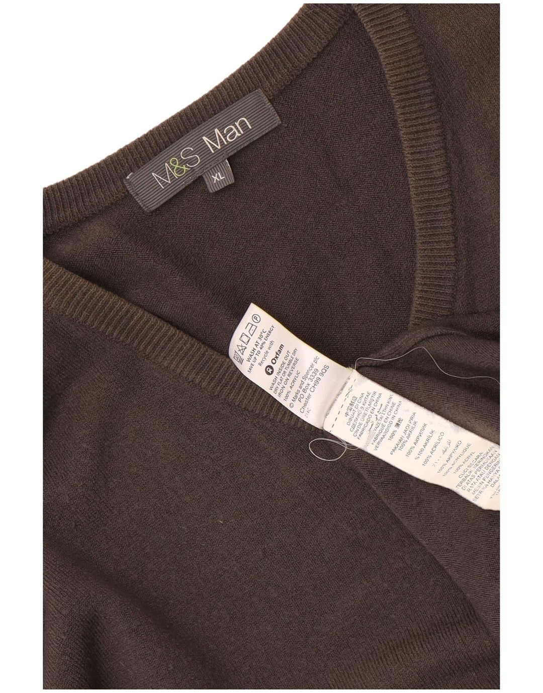MARKS & SPENCER Suéter masculino com decote em V XL cinza acrílico