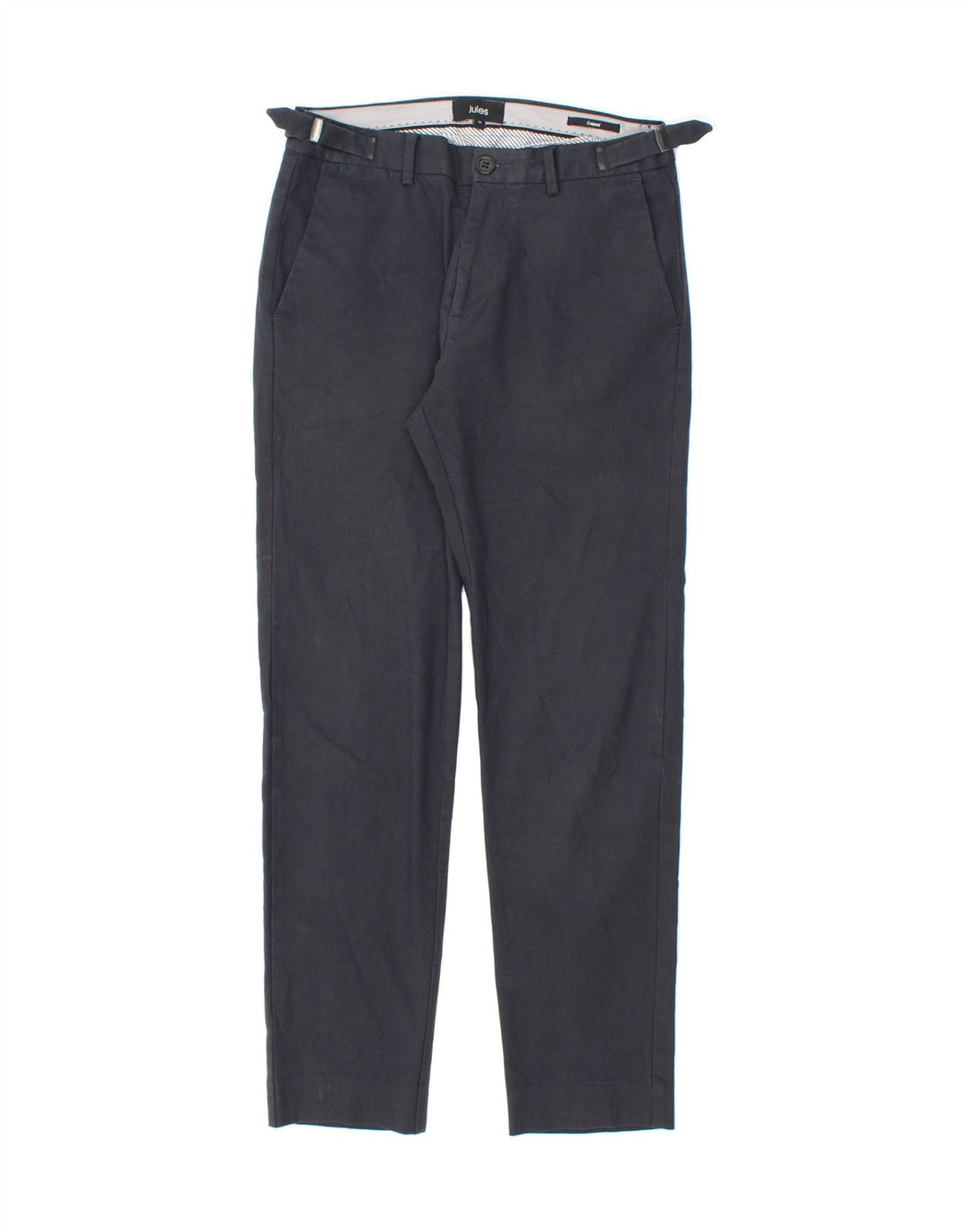JULES Womens Cropped Straight Cropped Trousers W26 L28  Navy Blue Cotton Vintage Jules and Second-Hand Jules from Messina Hembry 
