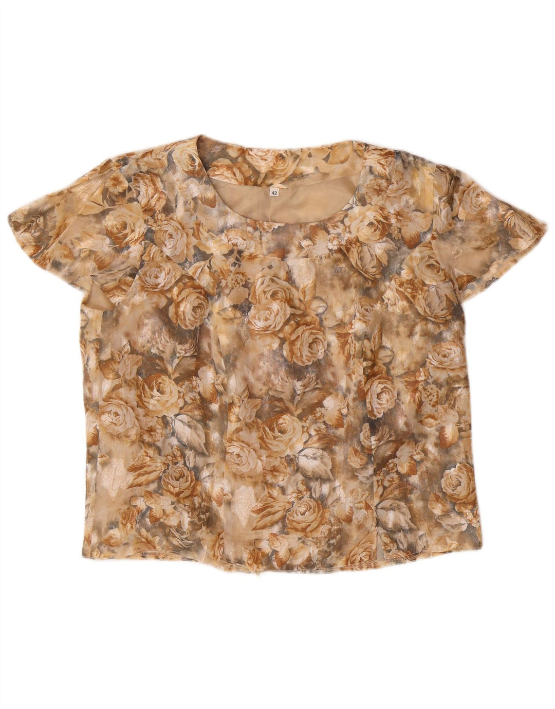 Blusa feminina VINTAGE Top IT 42 Médio Bege Floral