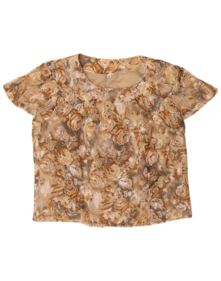 Blusa feminina VINTAGE Top IT 42 Médio Bege Floral