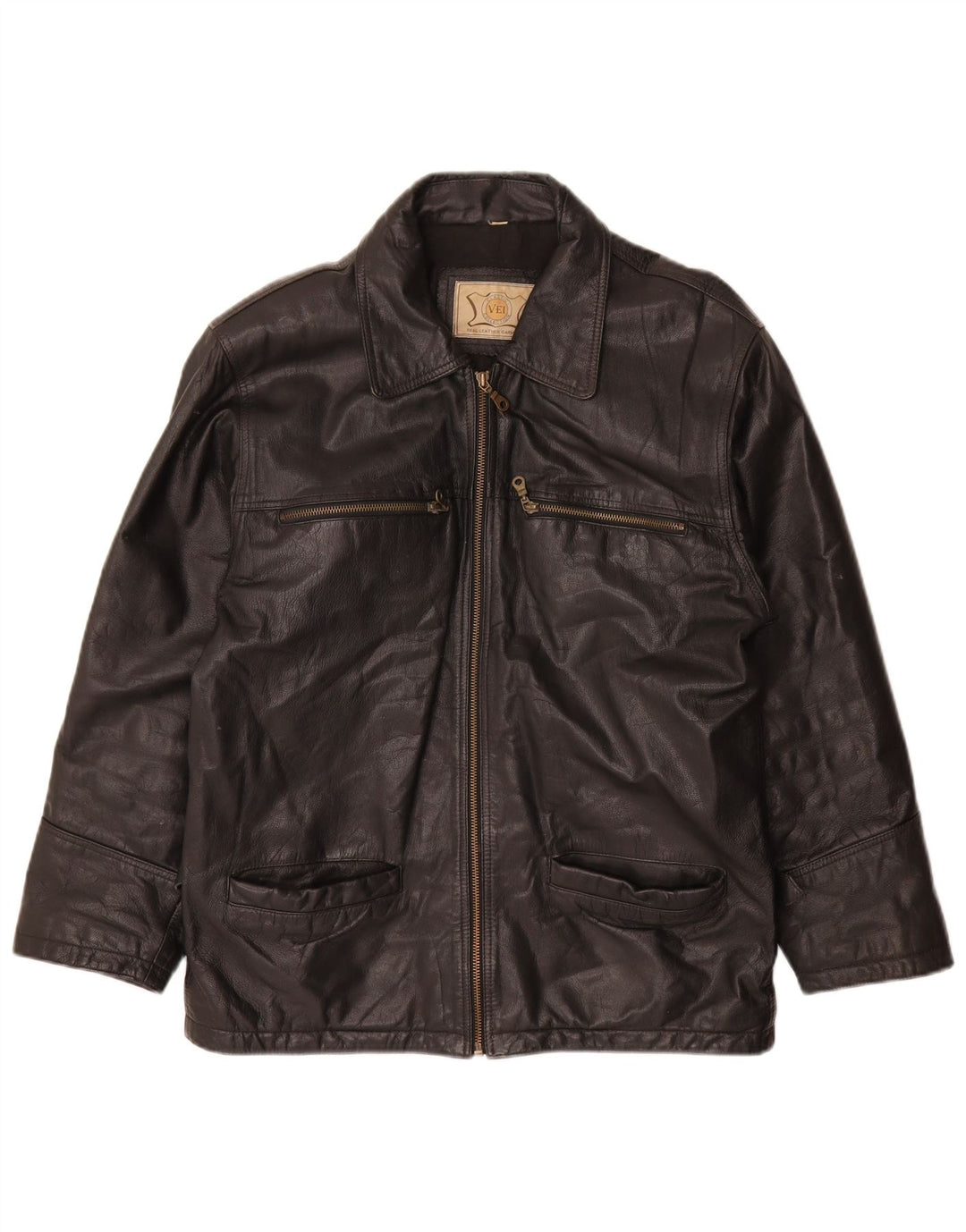 Jaqueta de couro masculina vintage UK 38 couro preto médio