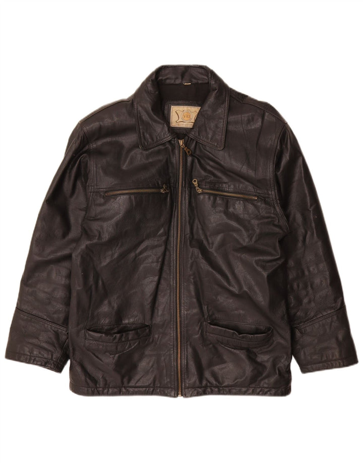 Jaqueta de couro masculina vintage UK 38 couro preto médio
