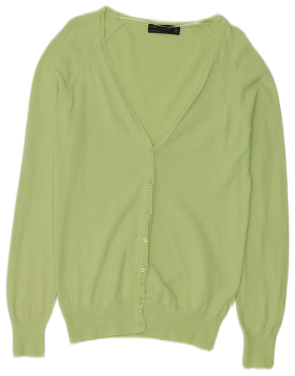 Suéter cardigã feminino Zara Reino Unido 14 grande algodão verde