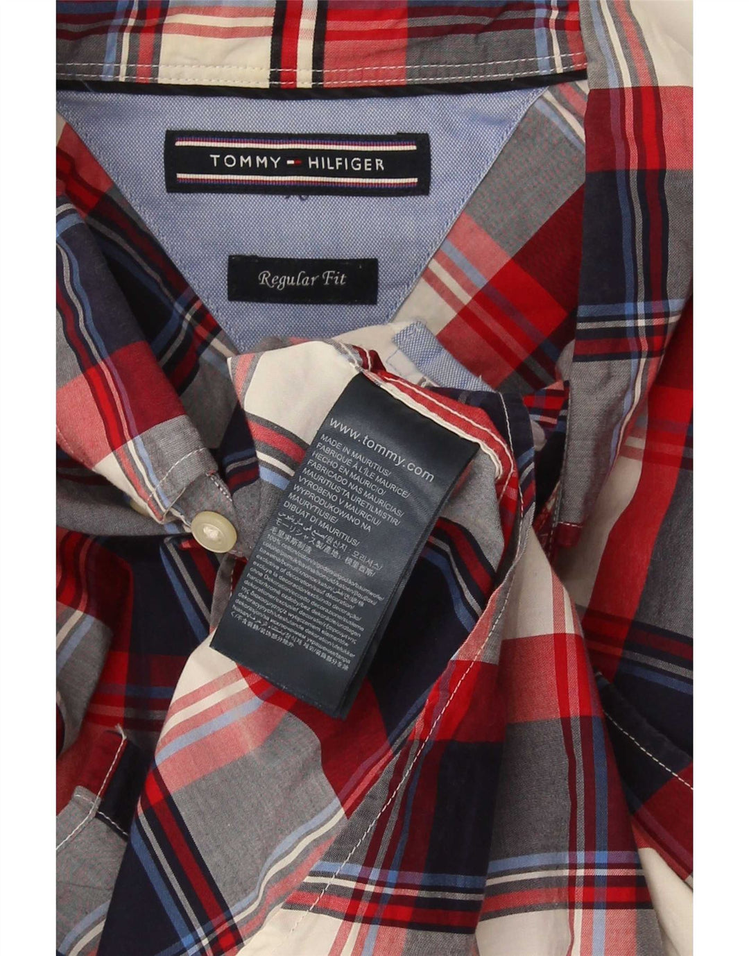 Camisa masculina Tommy Hilfiger Regular Fit média de algodão xadrez multicolorido