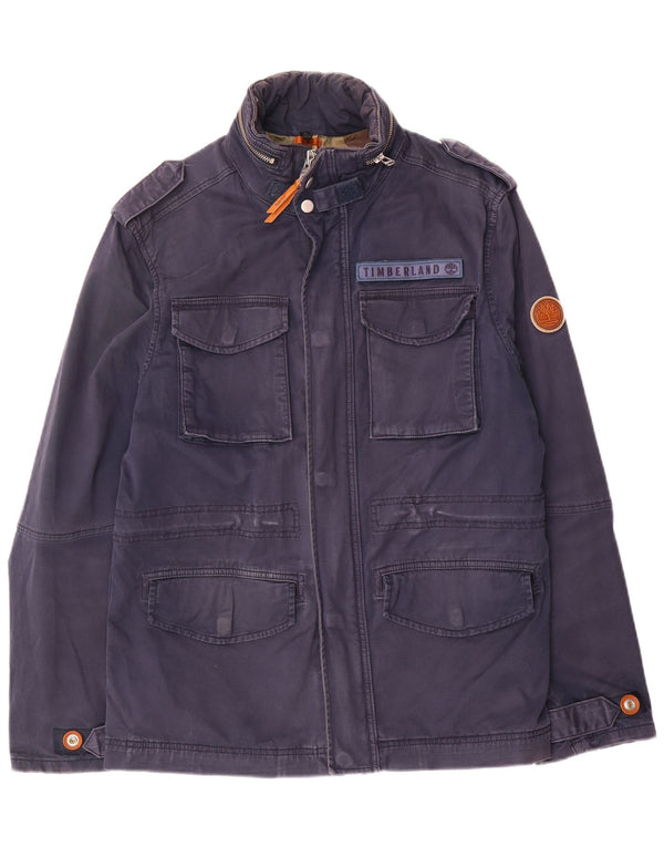 Jaqueta militar masculina Timberland UK 38 algodão azul marinho médio