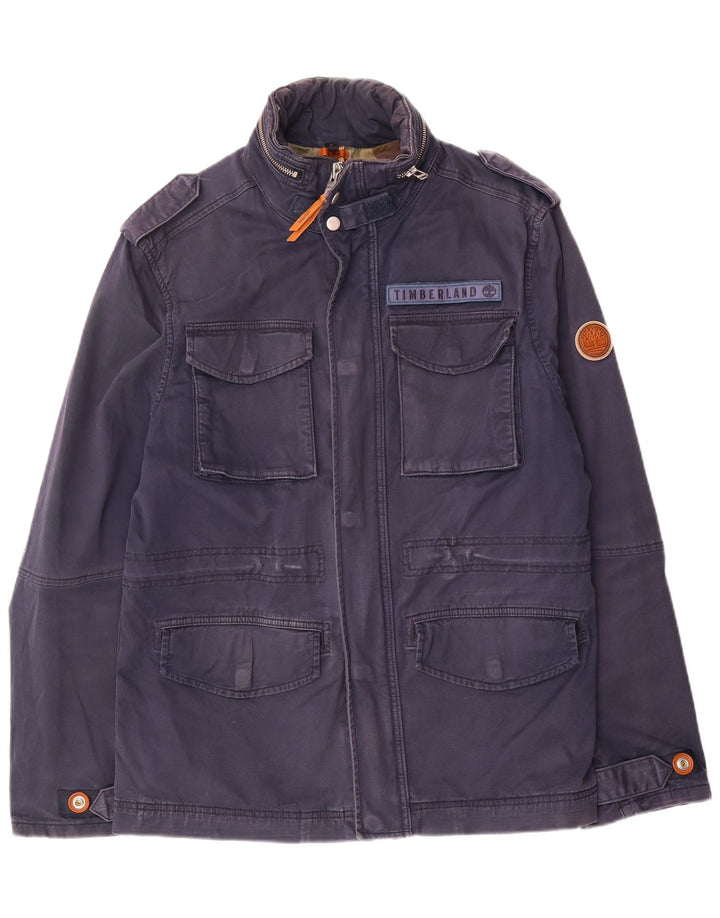 Jaqueta militar masculina Timberland UK 38 algodão azul marinho médio