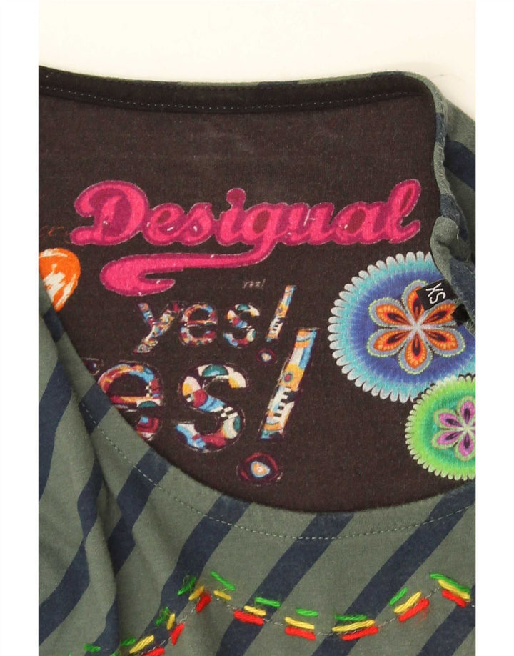 Túnica feminina Desigual manga comprida UK 6 XS patchwork multicolorido