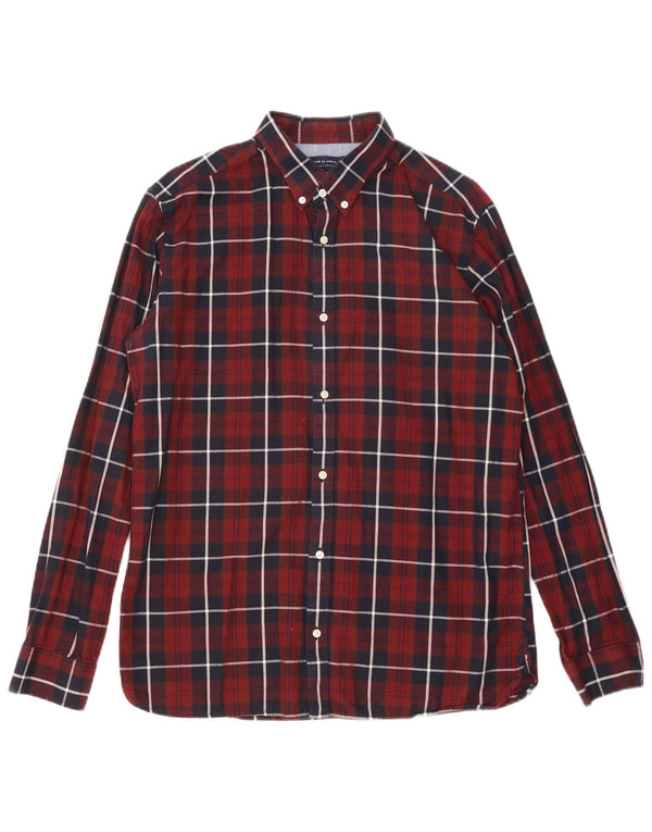 Camisa masculina Jack & Jones XL Borgonha xadrez algodão