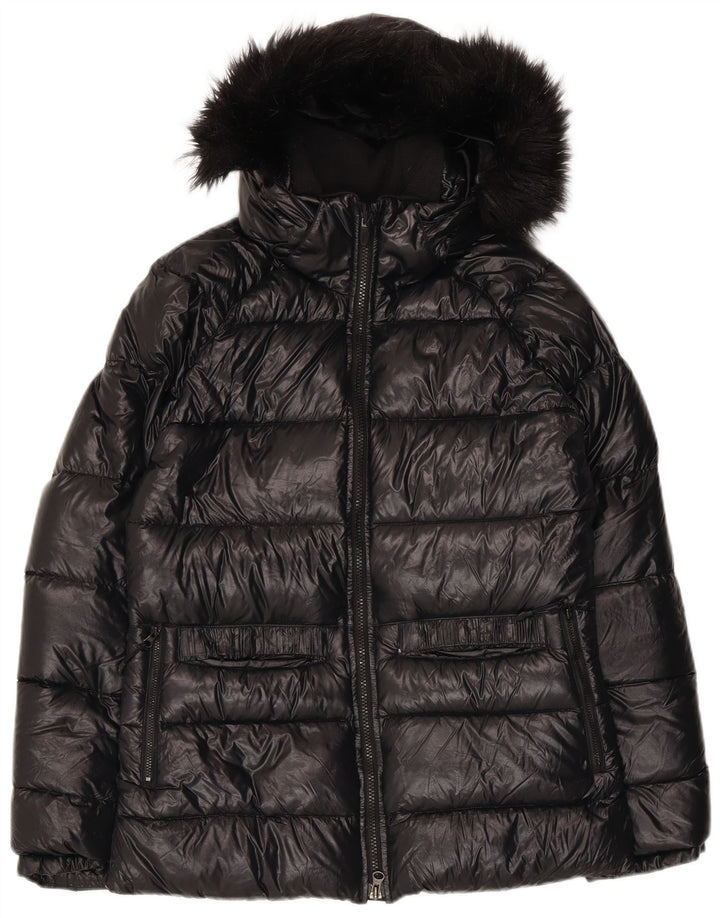 Jaqueta acolchoada com capuz grande NIKE feminina Reino Unido 6/8 XS Preto Nylon