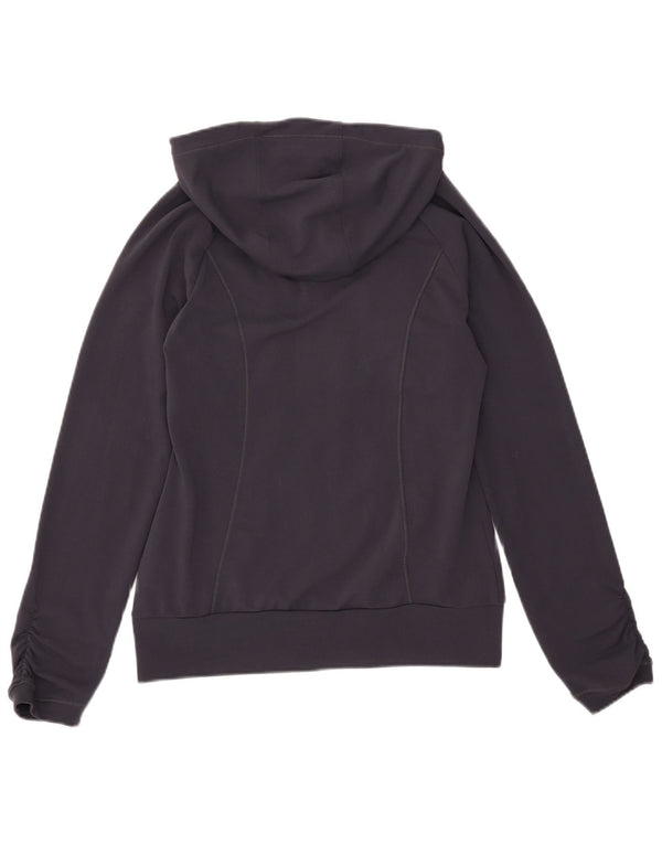 Suéter feminino Adidas com capuz e zíper gráfico UK 12 poliéster azul marinho médio