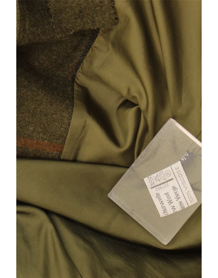 Jaqueta blazer feminina de 2 botões Resi Hammerer IT 44 lã xadrez cáqui médio