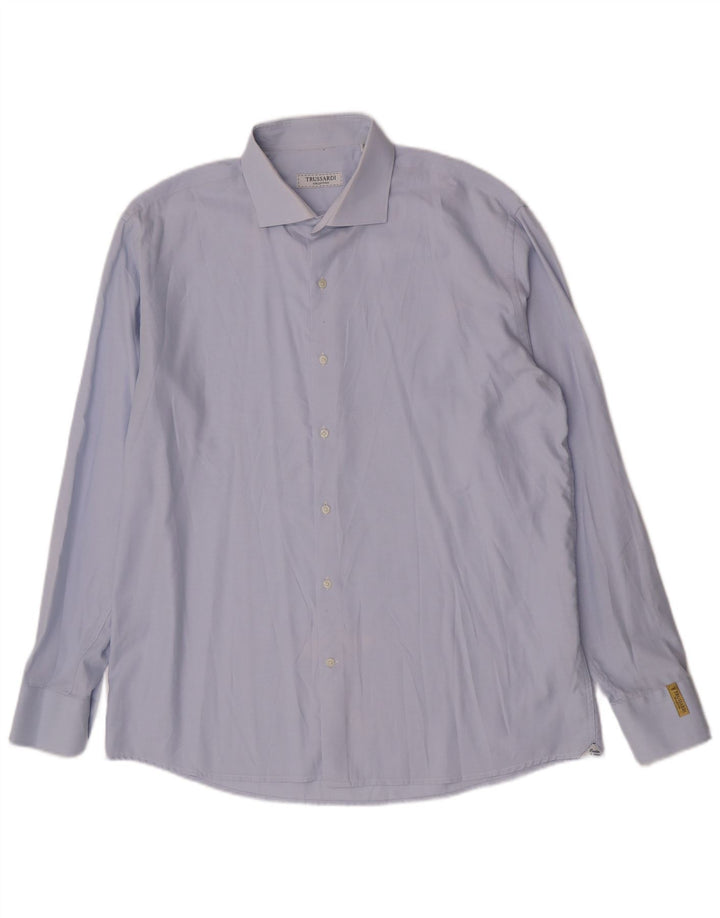 Camisa masculina Trussardi tamanho 45 18 2XL azul