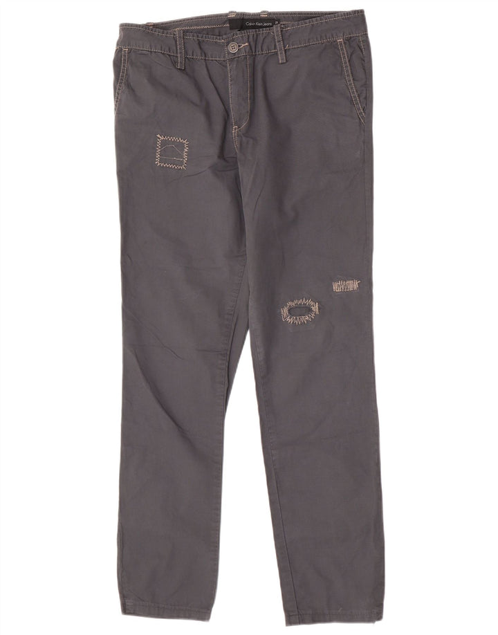 Calça chino reta feminina Calvin Klein W28 L29 cinza