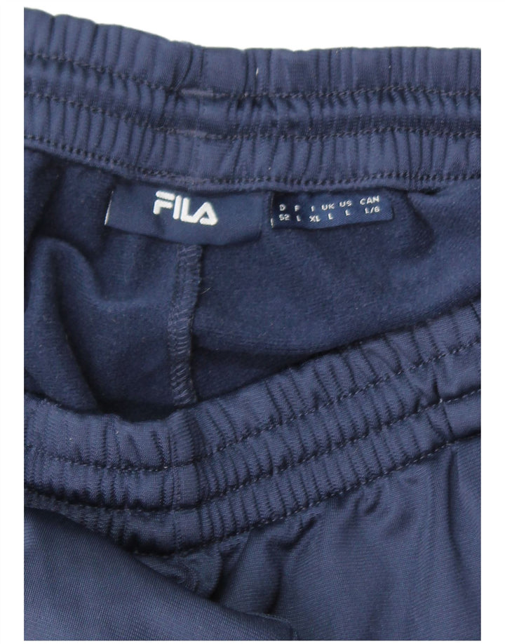 Calça de treino masculina Fila grande poliéster listrado azul marinho