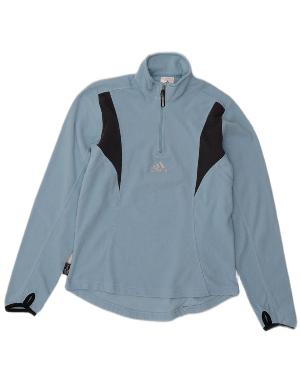 Adidas Feminino Climawarm Zip Neck Fleece Jumper Reino Unido 10 Pequeno Azul Colourblock
