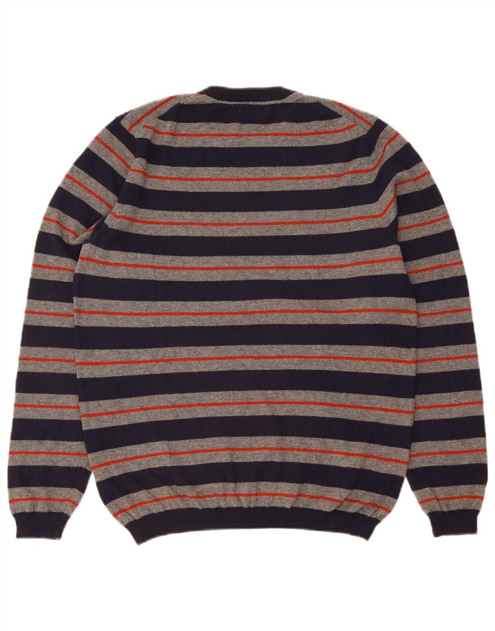 Suéter masculino Sun68 com gola redonda e lã listrada azul marinho pequena