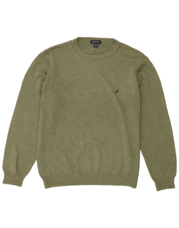 Suéter masculino Nautica com gola canoa, grande algodão cáqui