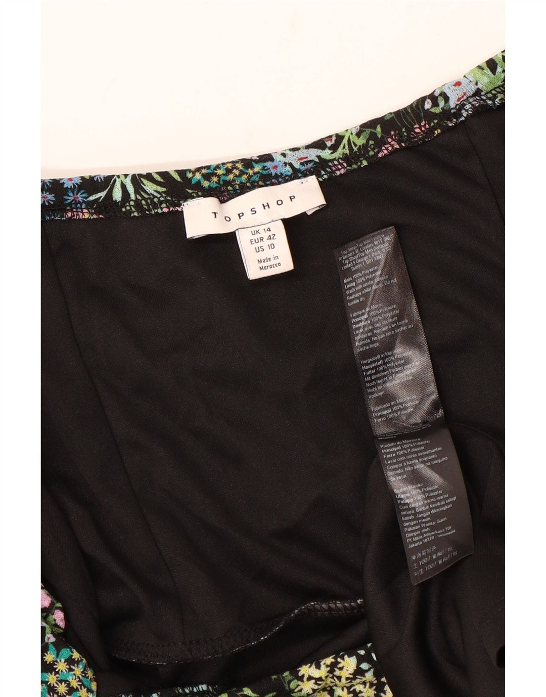 Vestido feminino Topshop ombro de fora UK 14 grande floral multicolorido