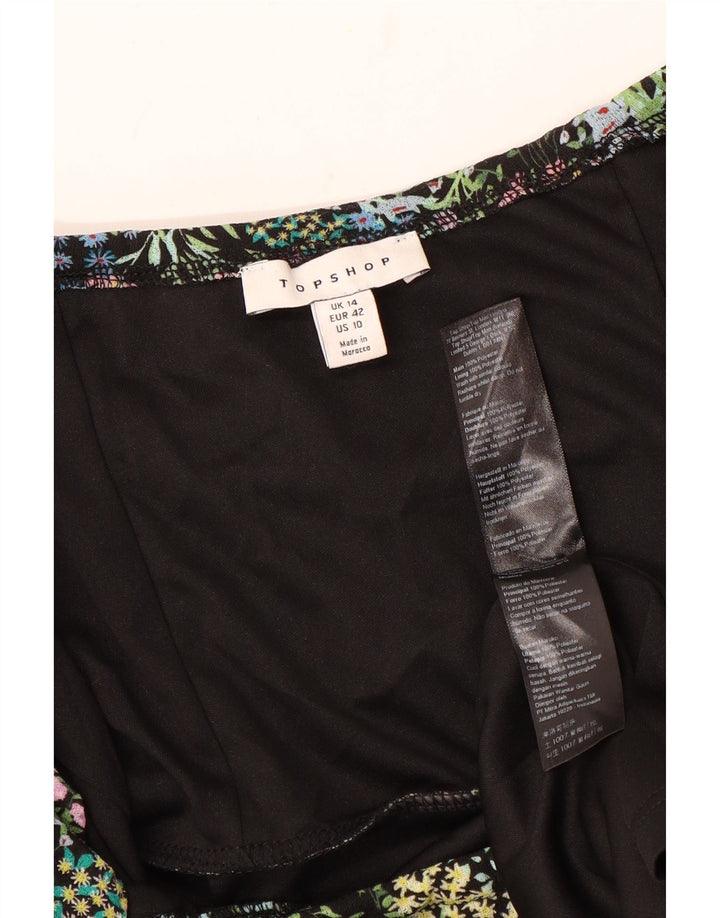 Vestido feminino Topshop ombro de fora UK 14 grande floral multicolorido