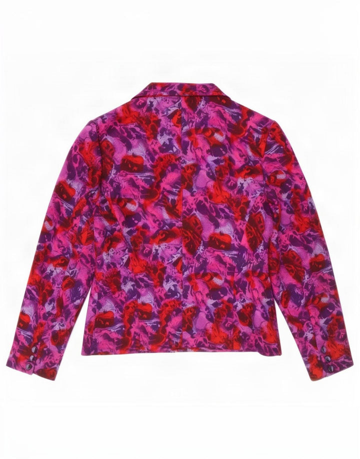 Jaqueta blazer vintage feminina com 2 botões Reino Unido 12 médio floral multicolorido
