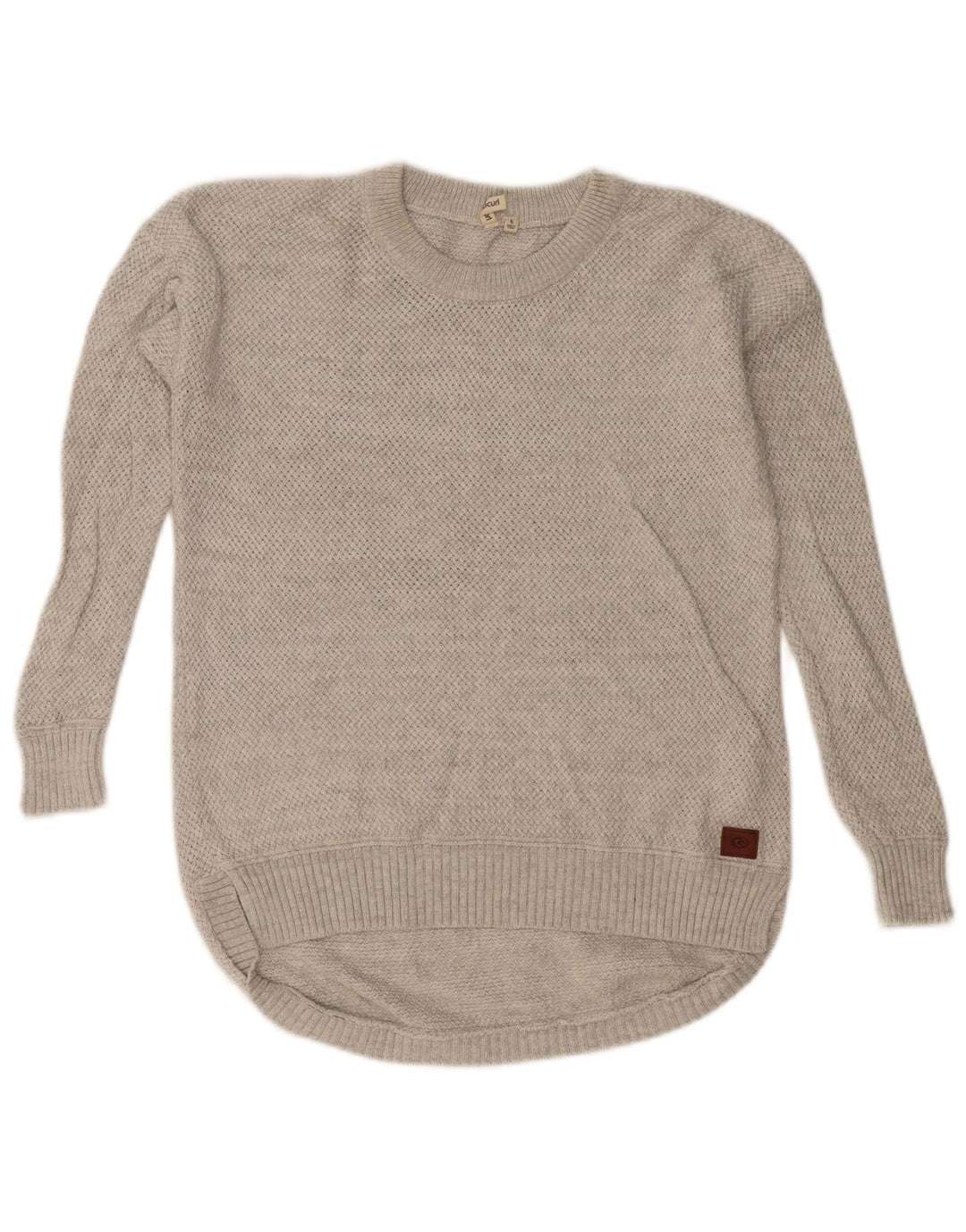 Suéter feminino RIP CURL Longline com gola redonda UK 6 XS algodão cinza
