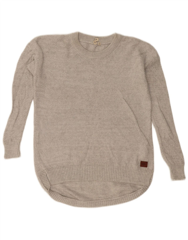 Suéter feminino RIP CURL Longline com gola redonda UK 6 XS algodão cinza