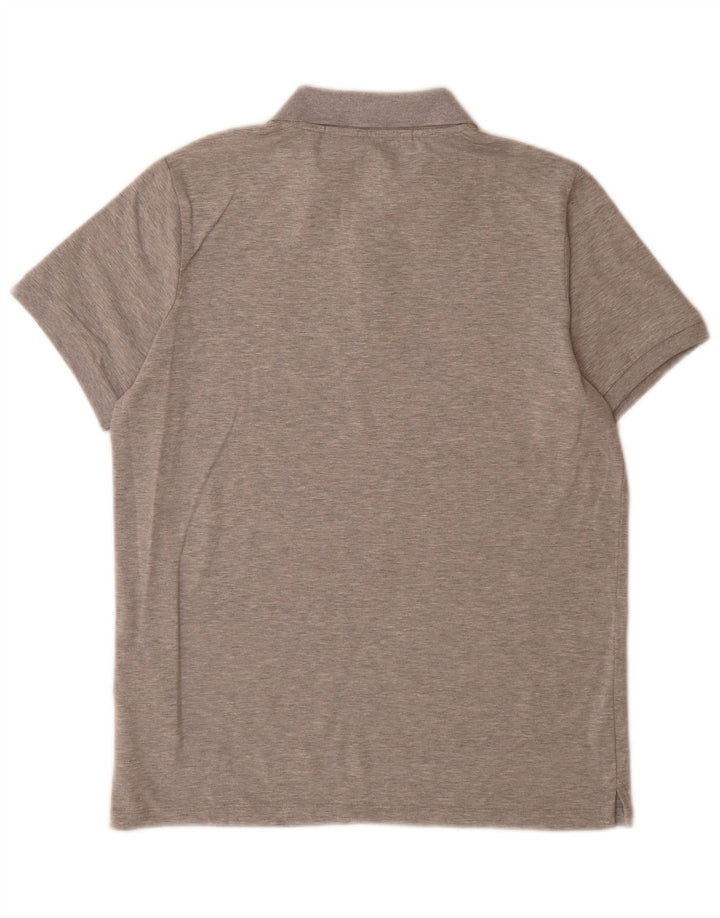 Camisa polo masculina Karl Lagerfeld estampada de algodão manchado cinza médio