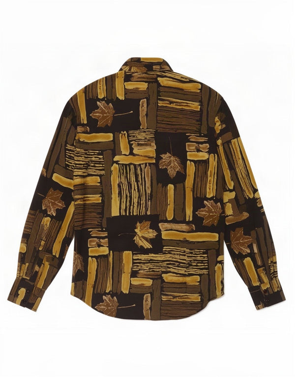 Camisa masculina vintage média multicolorida patchwork viscose