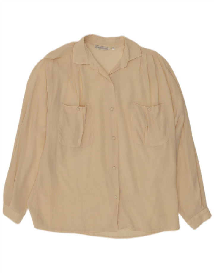Blusa feminina vintage IT 44 médio off white seda