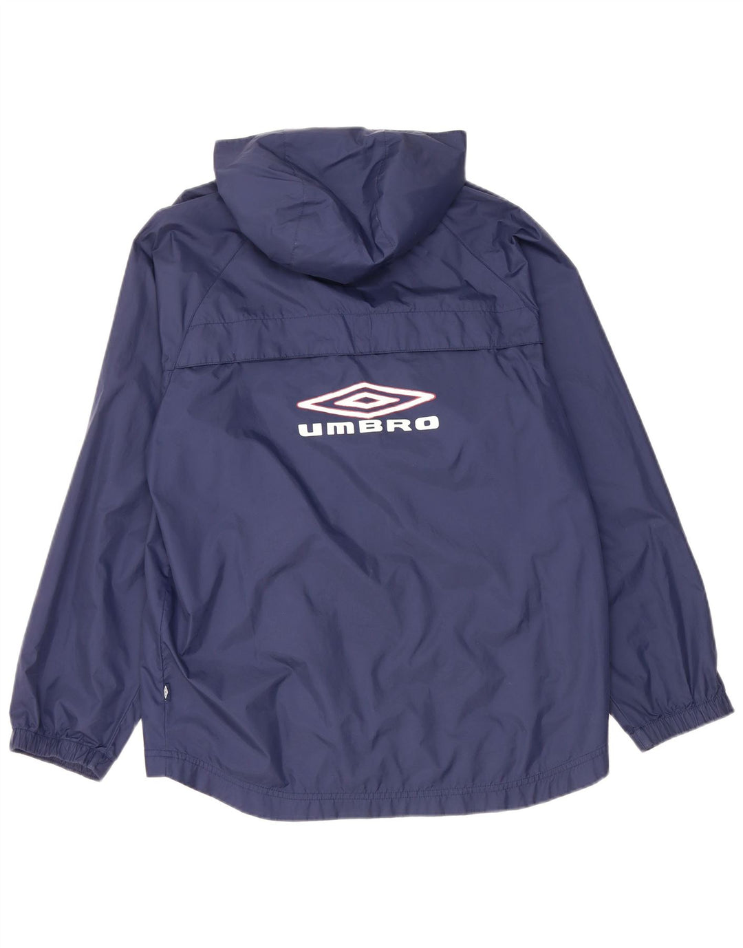 Jaqueta de chuva masculina com capuz gráfico UMBRO UK 36 pequena azul marinho nylon